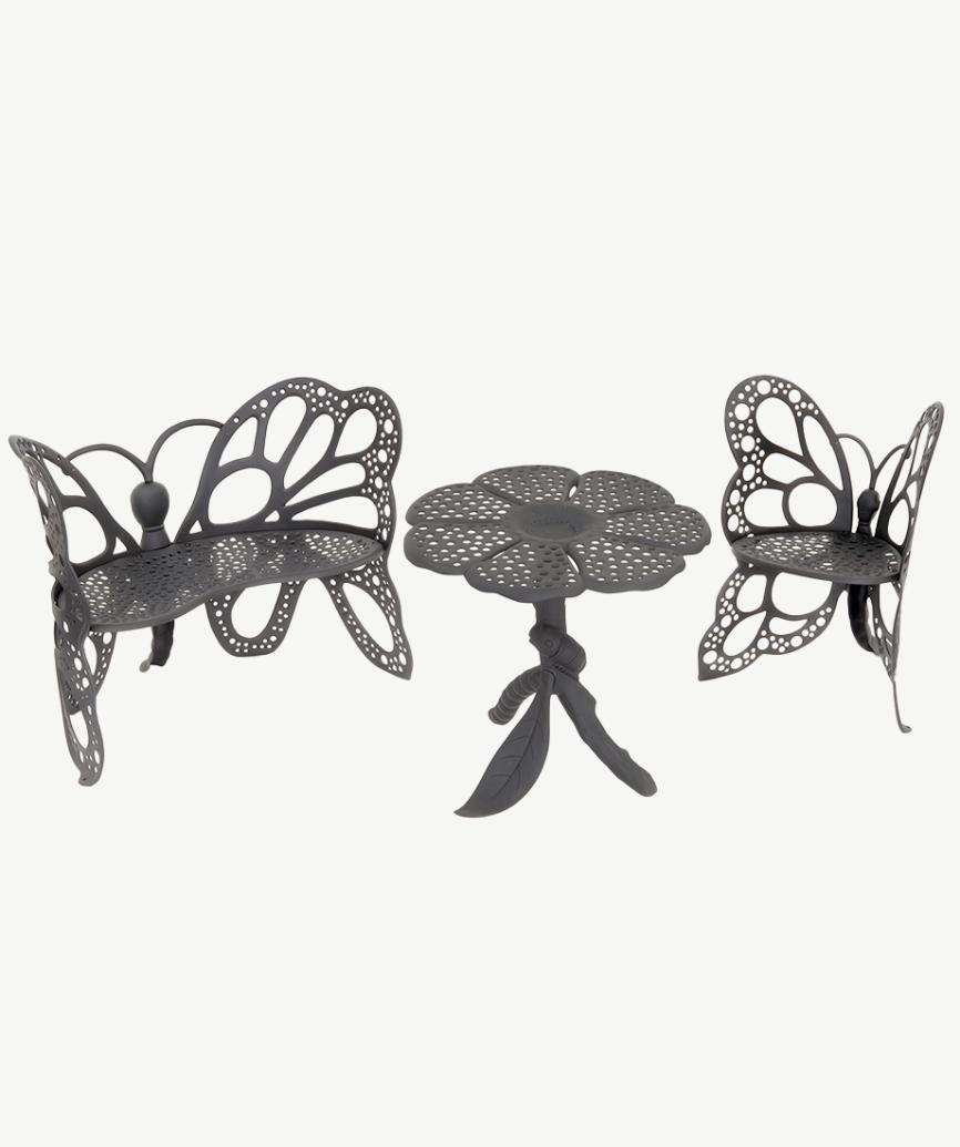 Elegant Butterfly Garden Set designed for both indoor and outdoor use with a coordinated, all-weather aesthetic.