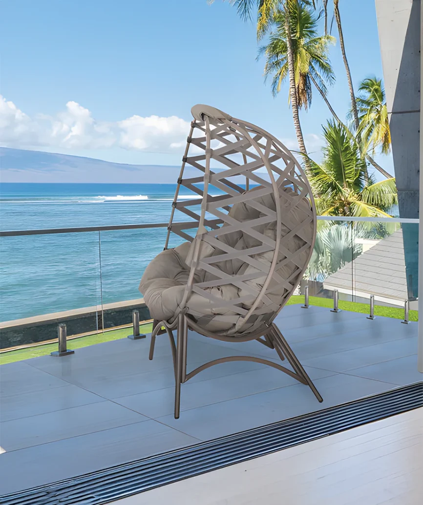 Elegant Cozy Ball Chair with Crossweave detailing, designed for indoor or outdoor use with a durable, weather-resistant finish.